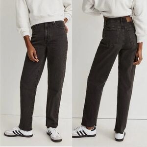 Madewell The Perfect Vintage Straight Leg Jean Raw Hem in Black Wash, size 26